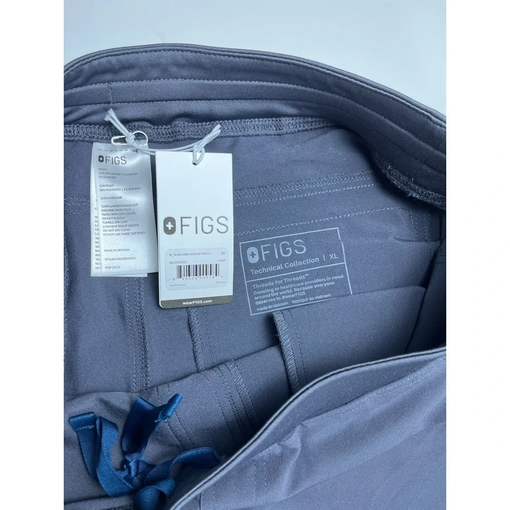 FIGS Mens Technical Collection Axim Slim Scrub Pants Charcoal Grey XL NWT